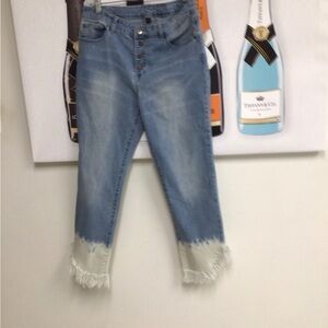 Inc Light Blue Fringe Hem Women’s Jeans